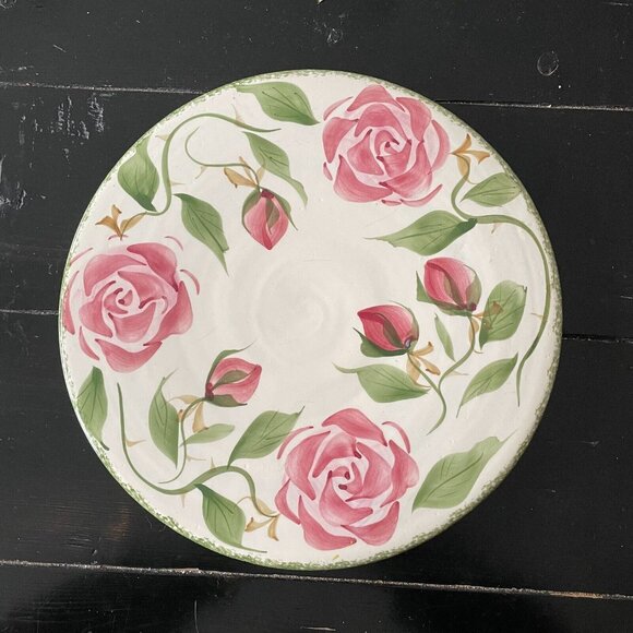 suzanne katkhuda studio pottery large cake platter red rose signed hand painted - Picture 1 of 3